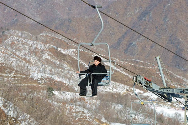 North Korean leader Kim Jong-un inspects the Masik Pass ski resort
